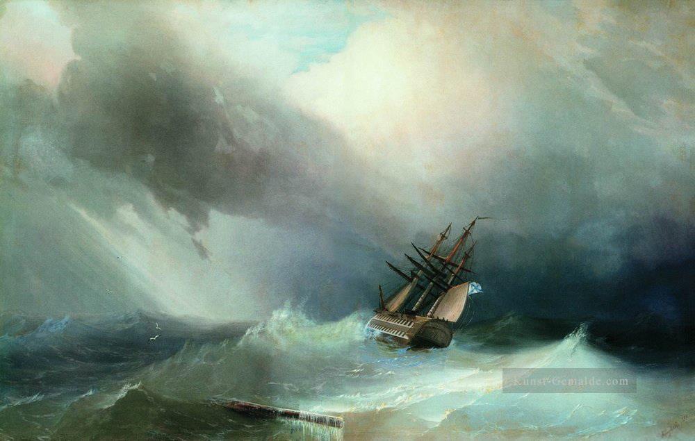Der Sturm 1851 Verspielt Ivan Aiwasowski russisch Ölgemälde